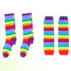 Amosfun 2pcs Striped Knee High Socks Arm Warmer Fingerless Gloves Set for Women Girls view 2