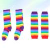 Amosfun 2pcs Striped Knee High Socks Arm Warmer Fingerless Gloves Set for Women Girls view 3