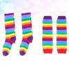 Amosfun 2pcs Striped Knee High Socks Arm Warmer Fingerless Gloves Set for Women Girls view 4