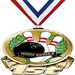 Bowling First Place Medal, 3" Gold Bowling High Series Trophy Medal Award 50 Pack Prime