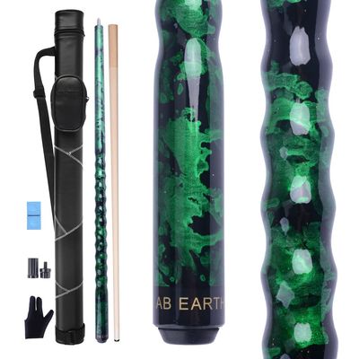 AB Earth Ergonomic Design 13mm Tip 58" Maple Pool Cue Stick Kit with Hard Case (Green, 20oz)