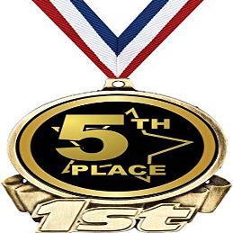 5th Place First Place Medal, 3" Gold Fifth Place Trophy Medal Award 50 Pack Prime