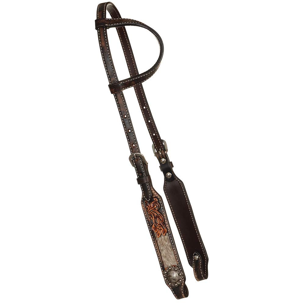 Circle Y Inlaid Floral One Ear Headstall (Cowhide)