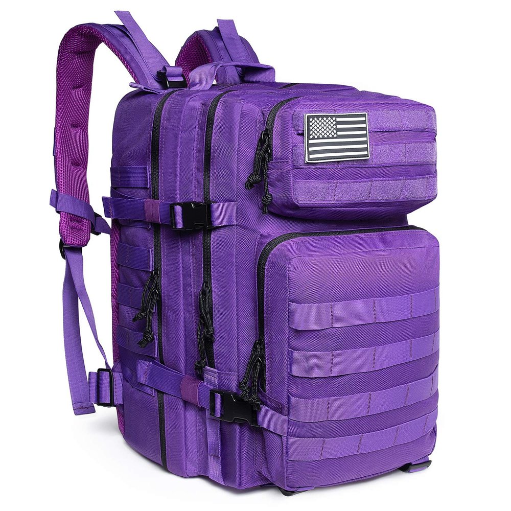 QT&QY 45L Military Tactical Backpacks Molle Army Assault Pack 3 Day Bug Out Bag Hiking Treeking Rucksack