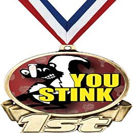 You Stink First Place Medal, 3" Gold Funny Loser Trophy Medal Award 20 Pack Prime