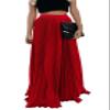ebossy Women's High Waist Flowy Pleated Chiffon Maxi Skirt (X-Large, Red) view 1