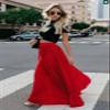 ebossy Women's High Waist Flowy Pleated Chiffon Maxi Skirt (X-Large, Red) view 4