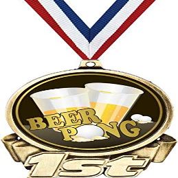 Beer Pong First Place Medal, 3" Gold Beer Pong Trophy Medal Award 50 Pack Prime
