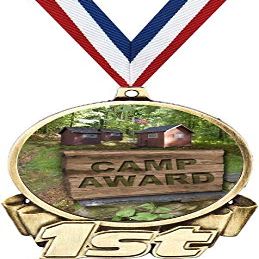 Camp First Place Medal, 3" Gold Camp Award Medal 50 Pack
