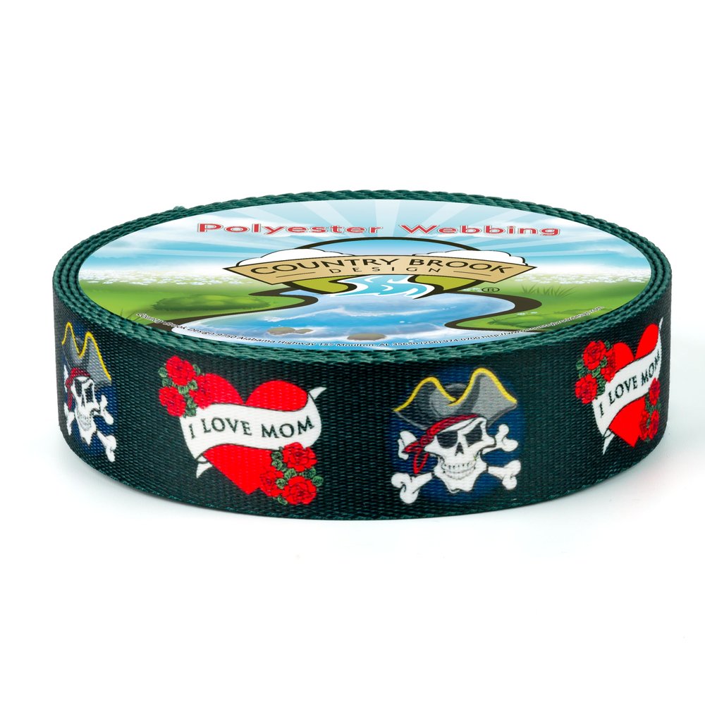 Country Brook Design - I Love Mom Polyester Webbing (2 Inch, 50 Yards)