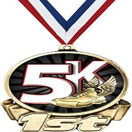5K Race First Place Medal, 3" Gold 5K Trophy Medal Award 50 Pack Prime