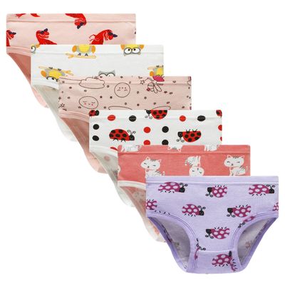 Cadidi Dinos Girls' Underware Cotton Panties Big Girls Soft Underwears Kids Briefs (Pack of 6) Size 12