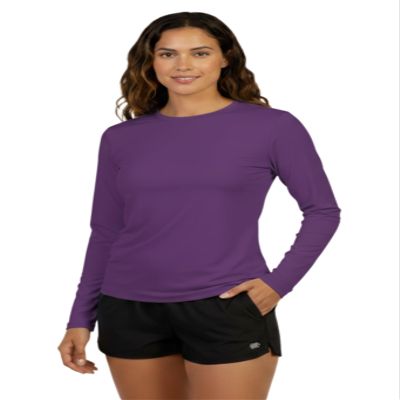 INGEAR Women's Rash Guard Shirts UPF 50+ Sun Protection, Lightweight Swim Shirts for Women, Quick Dry Womens Fishing Shirt Sizes S-XXL (Purple, X-Large)