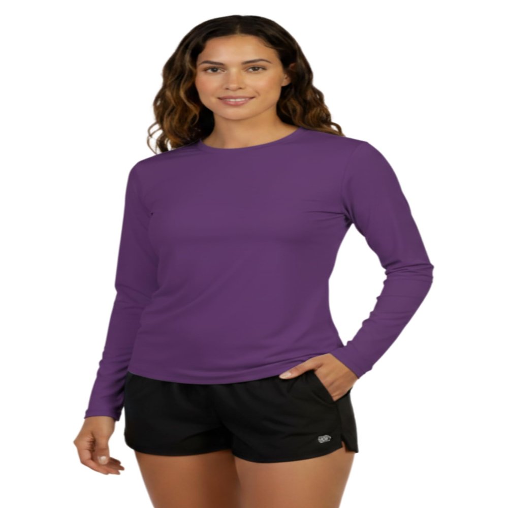 INGEAR Women's Rash Guard Shirts UPF 50+ Sun Protection, Lightweight Swim Shirts for Women, Quick Dry Womens Fishing Shirt Sizes S-XXL (Purple, XX-Large)
