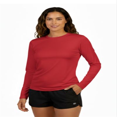 INGEAR Women's Rash Guard Shirts UPF 50+ Sun Protection, Lightweight Swim Shirts for Women, Quick Dry Womens Fishing Shirt Sizes S-XXL (Red, Small)