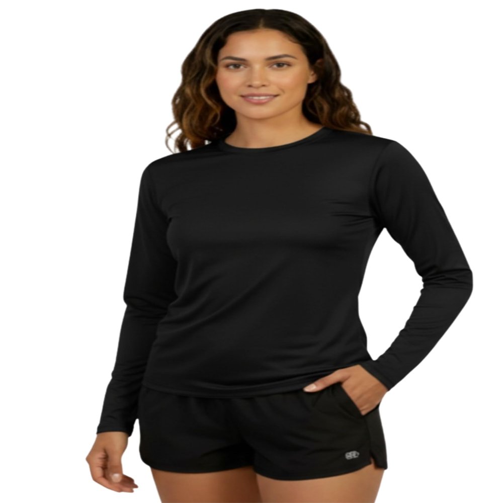 INGEAR Women's Rash Guard Shirts UPF 50+ Sun Protection, Lightweight Swim Shirts for Women, Quick Dry Womens Fishing Shirt Sizes S-XXL (Black, XX-Large)