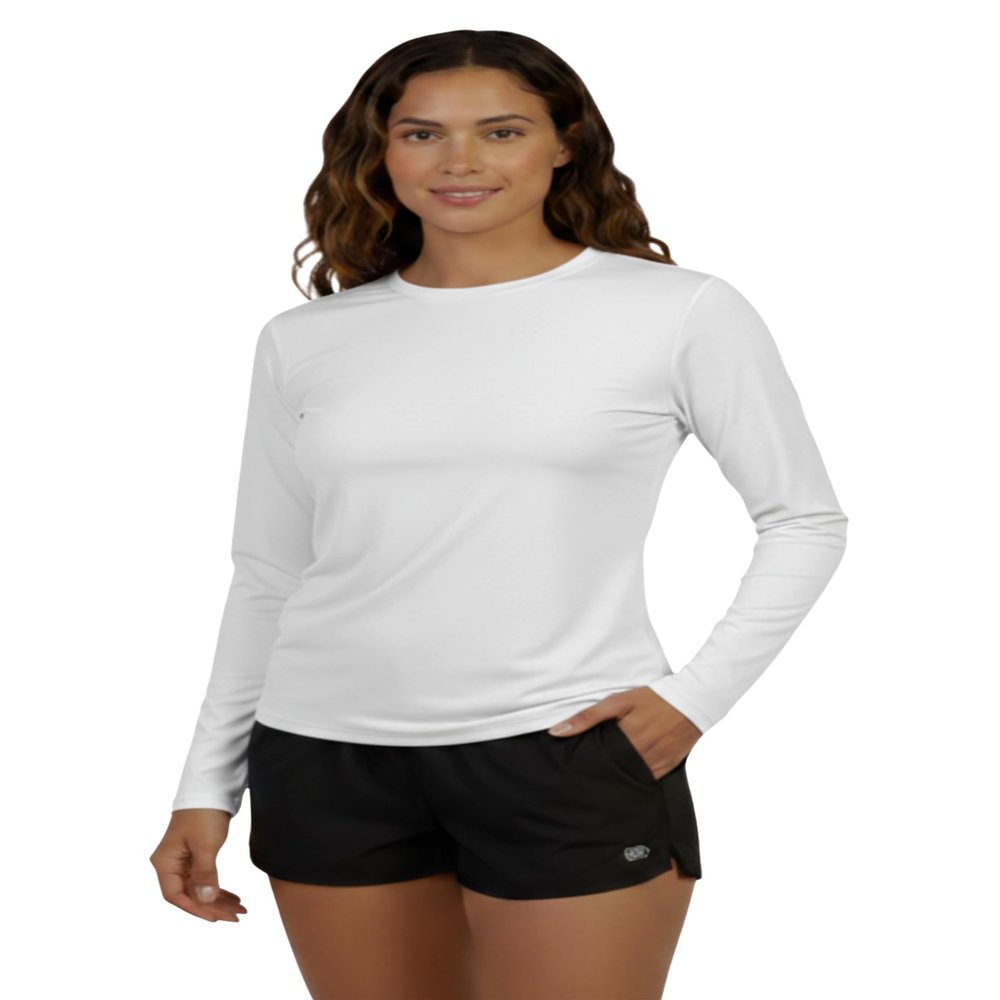 INGEAR Women's Rash Guard Shirts UPF 50+ Sun Protection, Lightweight Swim Shirts for Women, Quick Dry Womens Fishing Shirt Sizes S-XXL (White, Large)