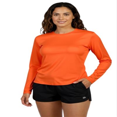 INGEAR Women's Rash Guard Shirts UPF 50+ Sun Protection, Lightweight Swim Shirts for Women, Quick Dry Womens Fishing Shirt Sizes S-XXL (Orange, X-Large)