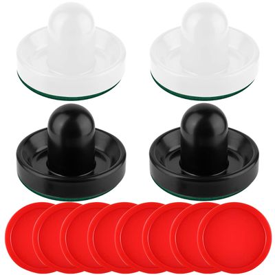 Coopay Air Hockey Pushers and Pucks, Air Hockey Paddles, Goal Handles Paddles Replacement Accessories for Game Tables (4 Striker, 8 Red Puck Pack)