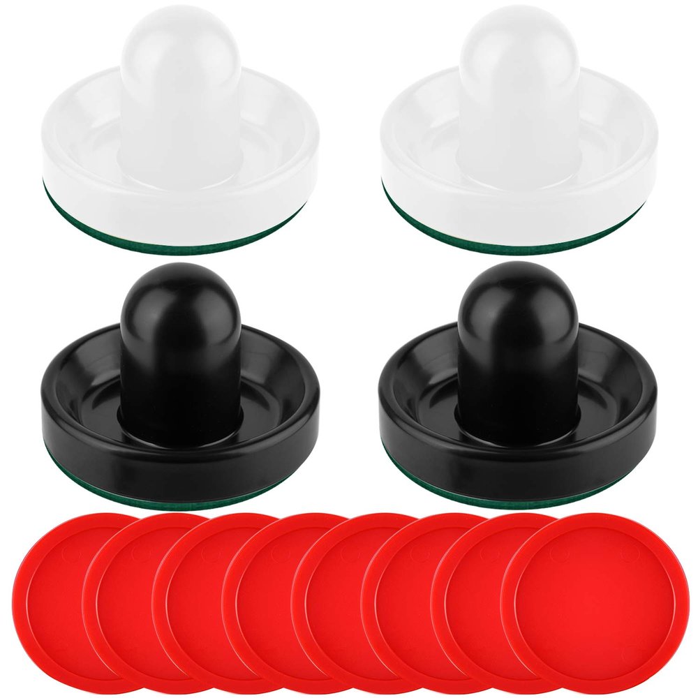 Coopay Air Hockey Pushers and Pucks, Air Hockey Paddles, Goal Handles Paddles Replacement Accessories for Game Tables (4 Striker, 8 Red Puck Pack)