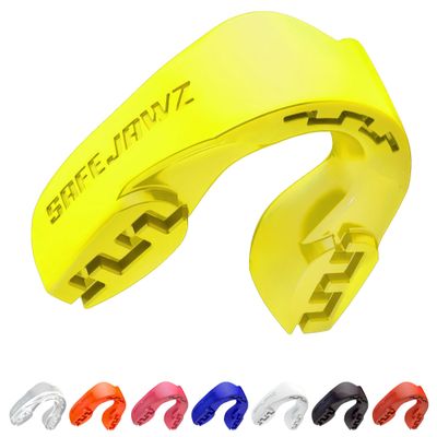 SAFEJAWZ Sports Mouthguard Slim Fit, Adult and Junior Mouth Guard with Case for Boxing, Basketball, Lacrosse, Football, MMA, Martial Arts, Hockey and All Contact Sports (Adult 12+ Years, Yellow)
