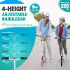 BELEEV V5 Scooters for Kids 6 Years and up, Folding Kick Scooter 2 Wheel for Adults Teens, 4 Adjustable Handlebar, 200mm Big Wheels, Lightweight Sports Commuter Scooter, up to 220lbs(Pink) view 2