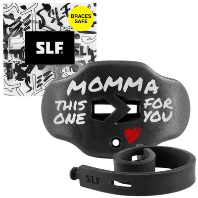 SLEEFS Football Mouth Guard - Youth Mouthguard with Strap - Lip/Teeth Protector Mouthpiece - No Boil - for Youth/Adults, Maximum Air Flow, for All Sports - Momma This One for You in Black