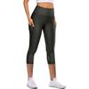 JOFOW Women's Yoga Pants Capri Tummy Control Workout High Waist Leggings with Pockets A-Army Green view 1