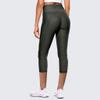 JOFOW Women's Yoga Pants Capri Tummy Control Workout High Waist Leggings with Pockets A-Army Green view 2
