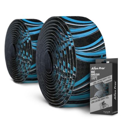 ALIEN PROS Bike Handlebar Tape Carbon Fiber (Set of 2) Black Blue - Enhance Your Bike Grip with These Bicycle Handle bar Tape - Wrap Your Bike for an Awesome Comfortable Ride
