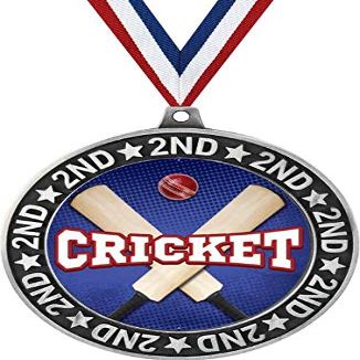 Cricket Second Place Medals, 2 3/4" Silver Cricket Trophy Medal Award 50 Pack Prime