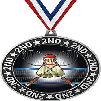 Badminton Second Place Medals, 2 3/4" Silver Badminton Trophy Medal Award 20 Pack