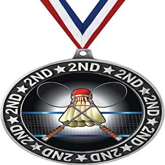 Badminton Second Place Medals, 2 3/4" Silver Badminton Trophy Medal Award 20 Pack