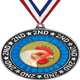 2 3/4" Second Place Chicken Medals, Silver Chicken Trophy Medal Award 20 Pack Prime