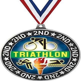 Triathlon Second Place Medals, 2 3/4" Silver Triathlon Trophy Medal Award 100 Pack Prime