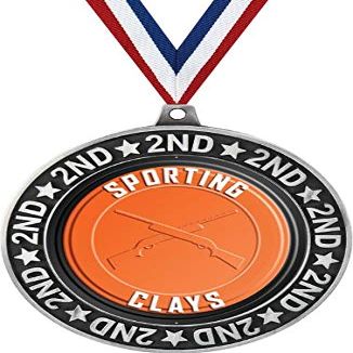 Sporting Clays Second Place Medals, 2 3/4" Silver Sporting Clays Trophy Medal Award 10 Pack Prime