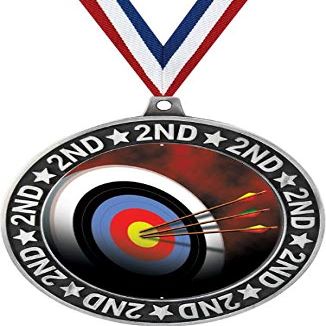 Archery Second Place Medals, 2 3/4" Silver Archery Board Trophy Medal Award 50 Pack Prime