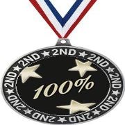 Corporate Second Place Medals, 2 3/4" Silver Corporate 100% Trophy Medal Award 50 Pack Prime