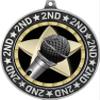 Microphone Second Place Medals, 2 3/4" Silver Microphone Soloist Trophy Medal Award 100 Pack view 2