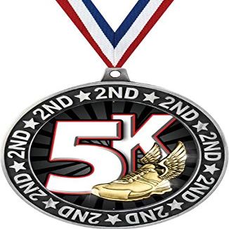 5K Race Second Place Medals, 2 3/4" Silver 5K Trophy Medal Award 50 Pack Prime