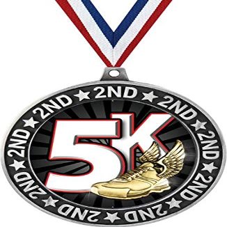 5K Race Second Place Medals, 2 3/4" Silver 5K Trophy Medal Award 50 Pack Prime