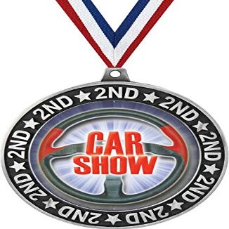 Car Show Second Place Medals, 2 3/4" Silver Auto Show Trophy Medal Award 50 Pack Prime