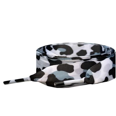 120cm Black & White Snow Leopard Animal Print Shoe laces ideal replacement laces for Trainers, adults or kids Shoelaces