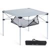 iClimb Lightweight Stable Alu. Folding Square Table Roll Up Top with Carry Bag for Camping Picnic Backyards BBQ Camp Kitchen (Silver, L) view 1