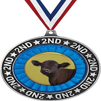 Angus Steer Second Place Medals, 2 3/4" Silver Angus Cattle Trophy Medal Award 50 Pack Prime