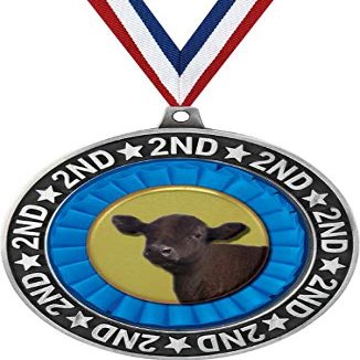 Angus Steer Second Place Medals, 2 3/4" Silver Angus Cattle Trophy Medal Award 50 Pack Prime