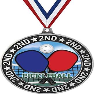 Pickleball Second Place Medals, 2 3/4" Silver Pickleball Trophy Medal Award 100 Pack