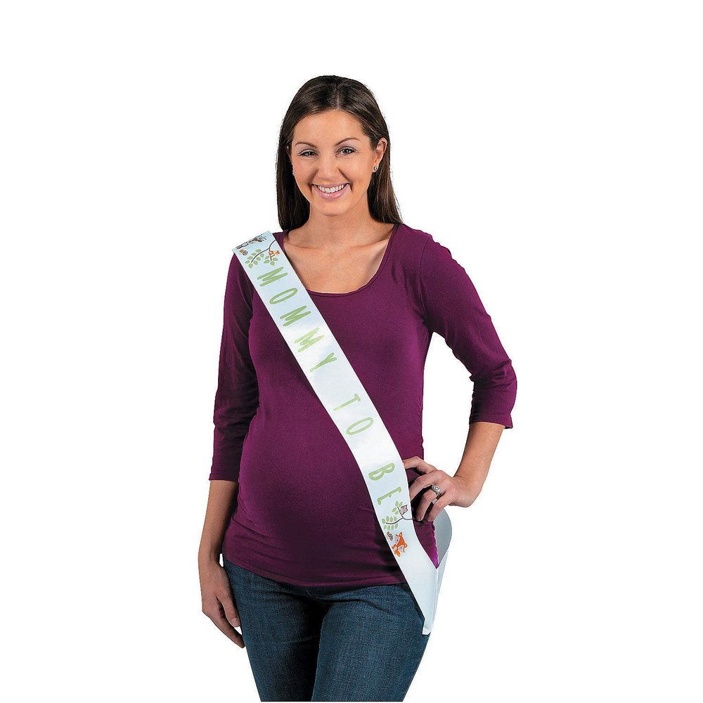 Fun Express Woodland Party MOM to BE SASH - Apparel Accessories - 1 Piece White