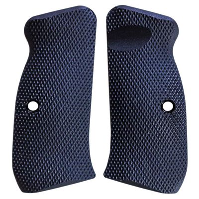 LOK Grips Compact CZ 75 Palm Swell Checkered G10 Grips Solid Black