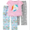 Carter's Girls' 3-Piece Cotton Pajamas (Rainbow/Unicorn/Pink, 2T) view 1